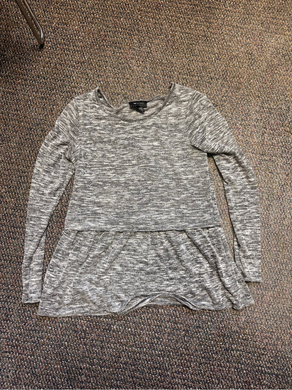 AB Studio Grey Marled Long-Sleeve Peplum Tunic